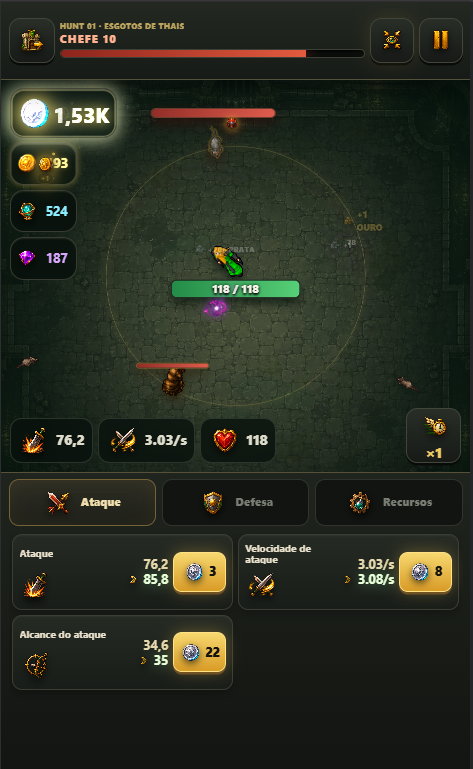 Gameplay real en un navegador móvil.